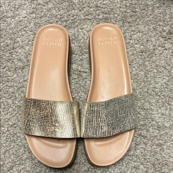 Donald J. Pliner Metallic Gold Slide Sandals - Picture 2 of 8